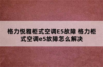 格力悦雅柜式空调E5故障 格力柜式空调e5故障怎么解决